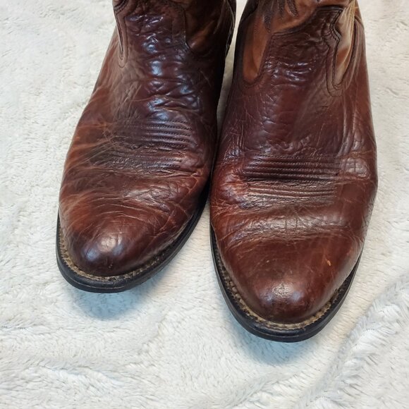 Ariat‎ Tan Cowboy Western Festival Stitched Textured Rodeo Leather Heel Boot 9EE - Picture 7 of 15